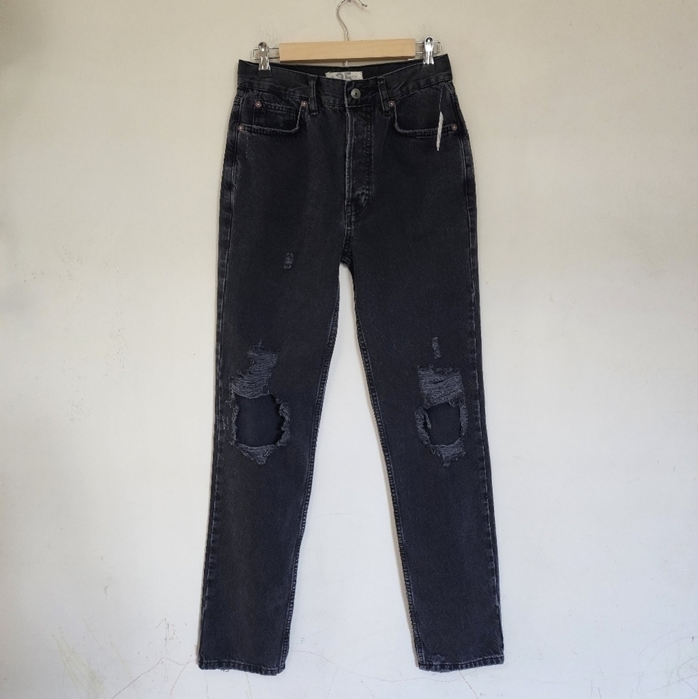 We The Free High-Rise Distressed Button-fly Jeans in Black size 25 NWT